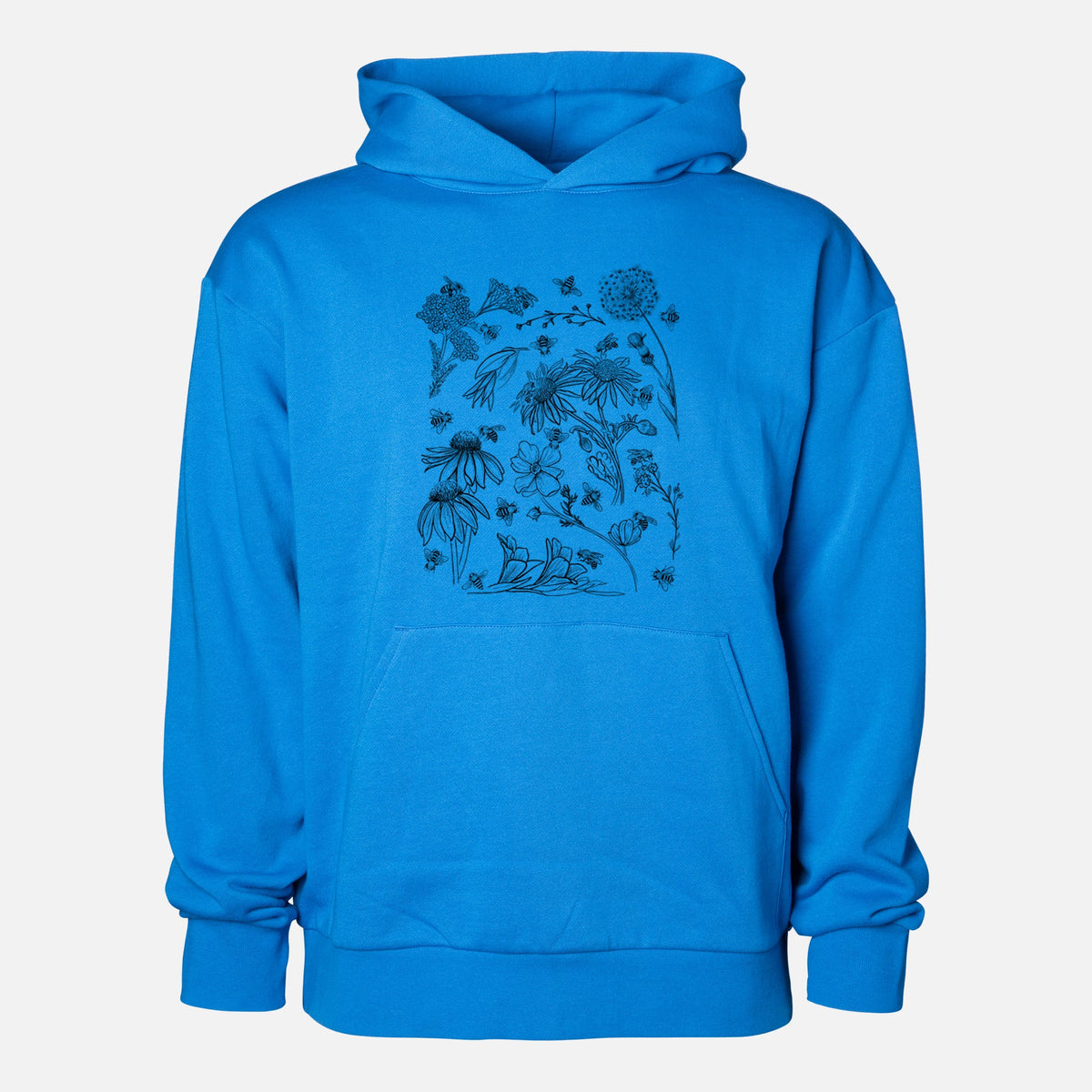 Bees & Blooms - Honeybees with Wildflowers  - Statement Midweight Hoodie