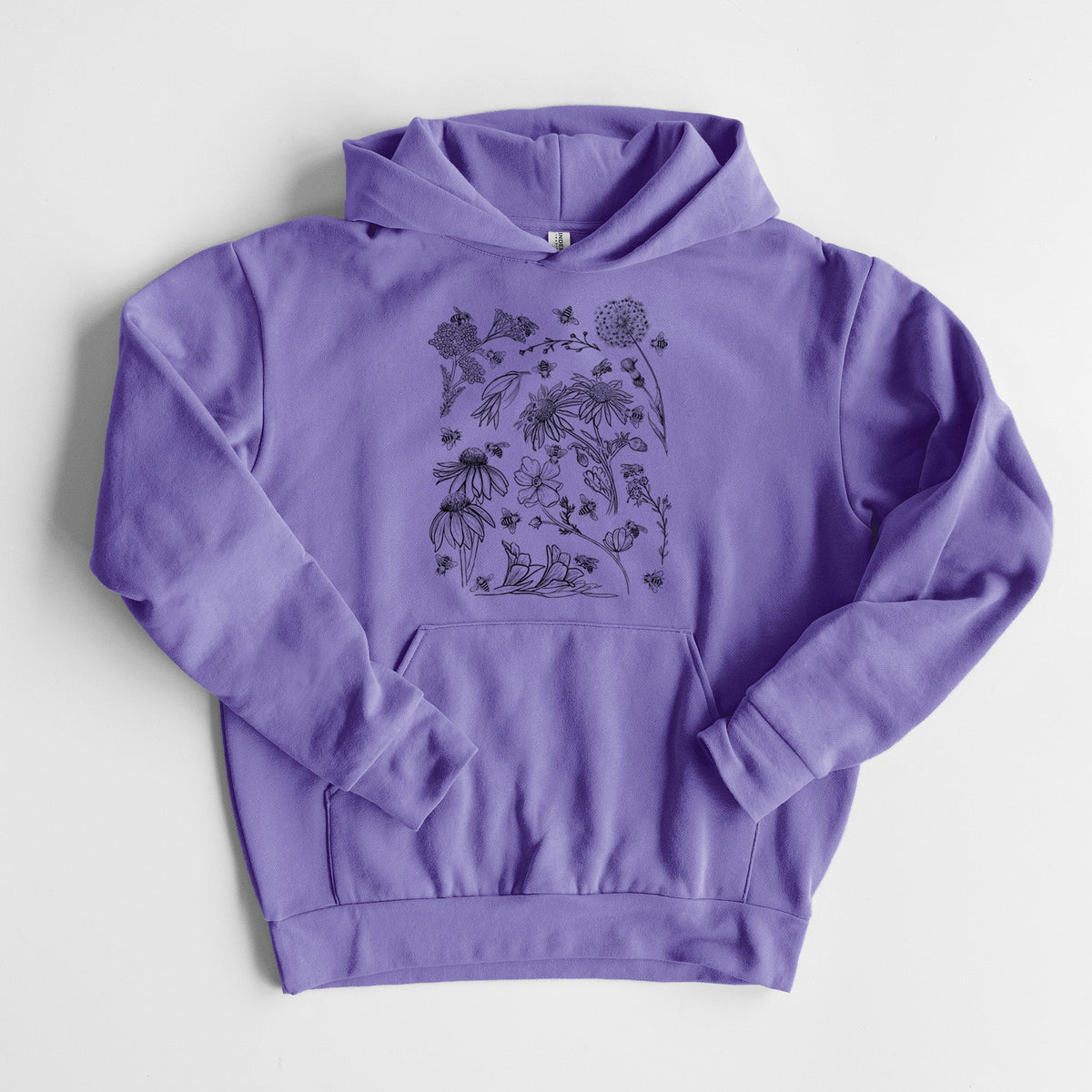 Bees & Blooms - Honeybees with Wildflowers  - Statement Midweight Hoodie