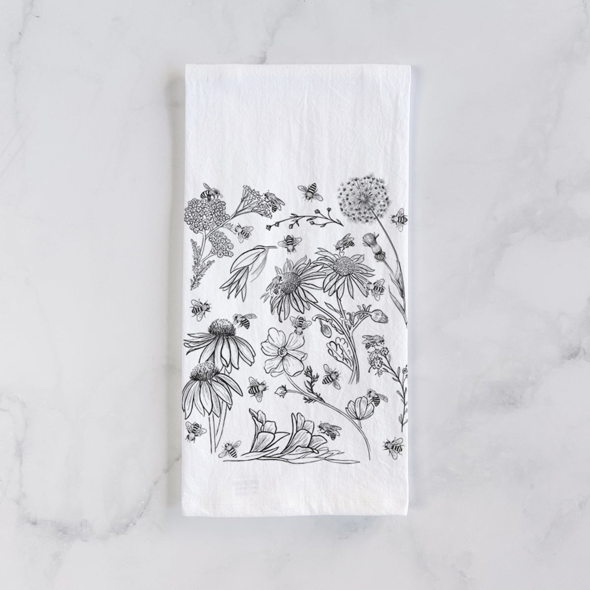 Bees & Blooms - Honeybees with Wildflowers Tea Towel