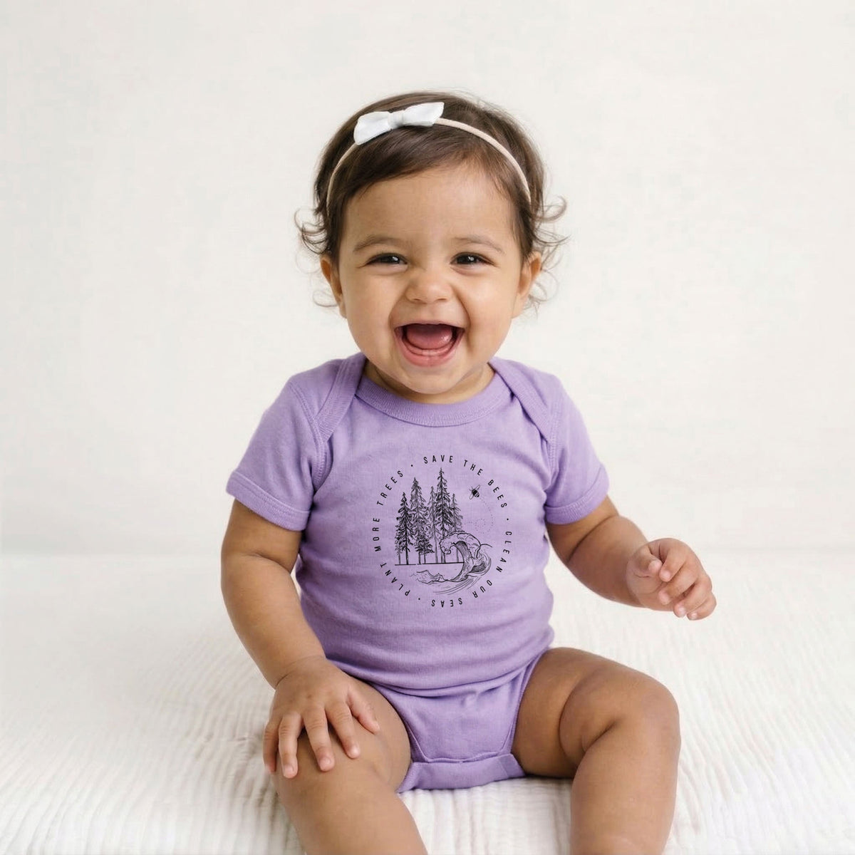 Save the Bees, Clean our Seas, Plant more Trees - Baby Fine Jersey Bodysuit