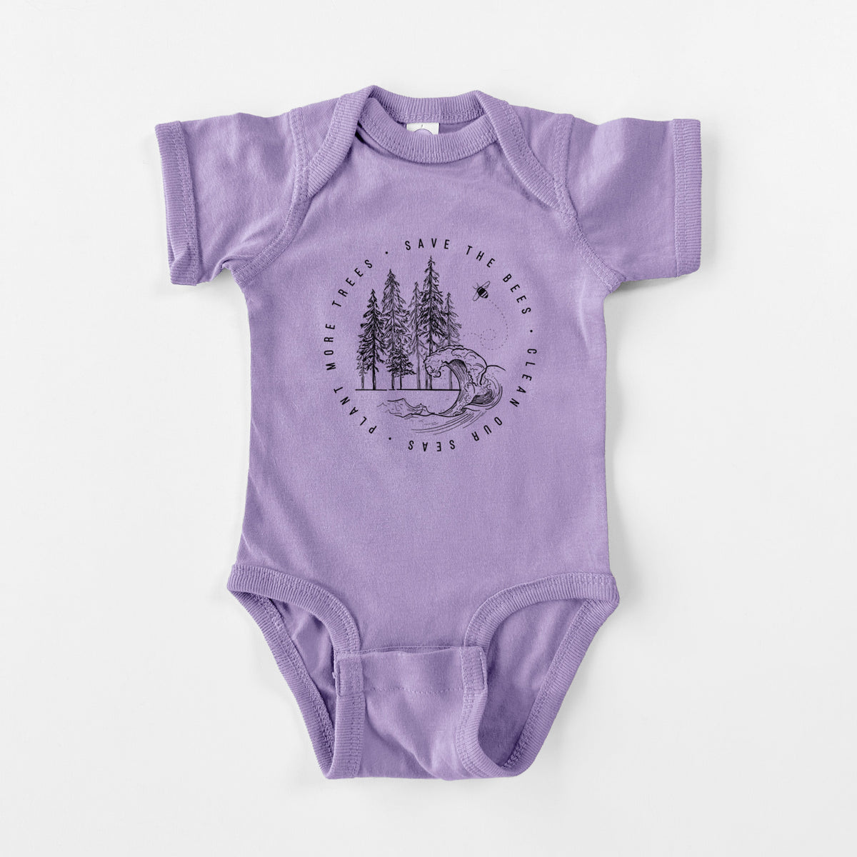 Save the Bees, Clean our Seas, Plant more Trees - Baby Fine Jersey Bodysuit