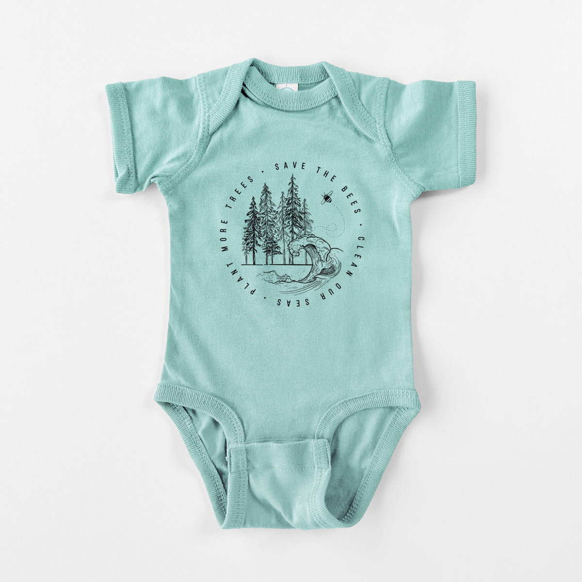 Save the Bees, Clean our Seas, Plant more Trees - Baby Fine Jersey Bodysuit