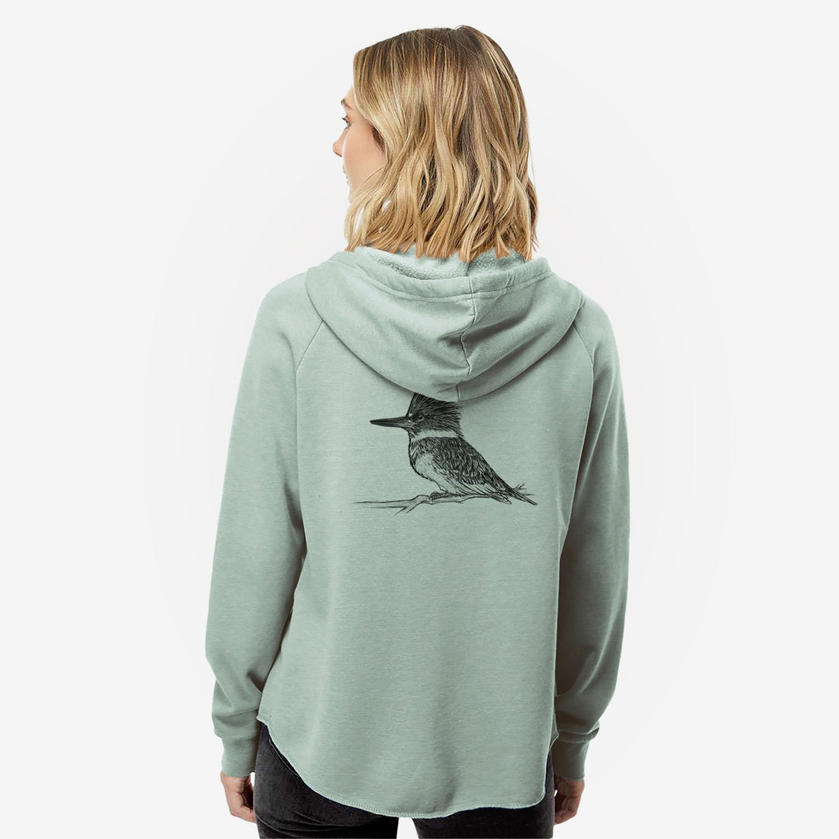 Belted Kingfisher - Megaceryle alcyon - Women's Cali Wave Zip-Up Sweatshirt
