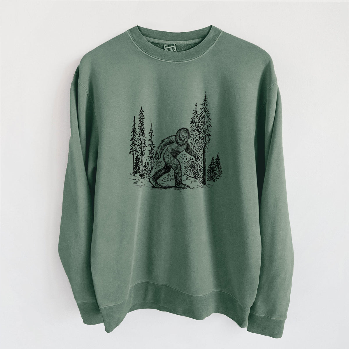 Bigfoot in the Woods - Unisex Pigment Dyed Crew Sweatshirt