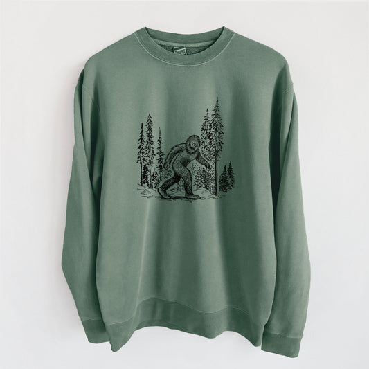 Bigfoot in the Woods - Unisex Pigment Dyed Crew Sweatshirt