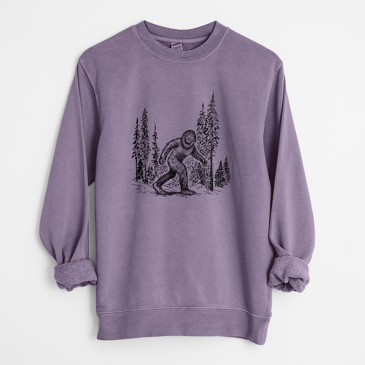 Bigfoot in the Woods - Unisex Pigment Dyed Crew Sweatshirt