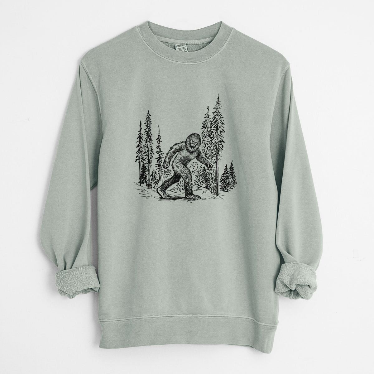 Bigfoot in the Woods - Unisex Pigment Dyed Crew Sweatshirt