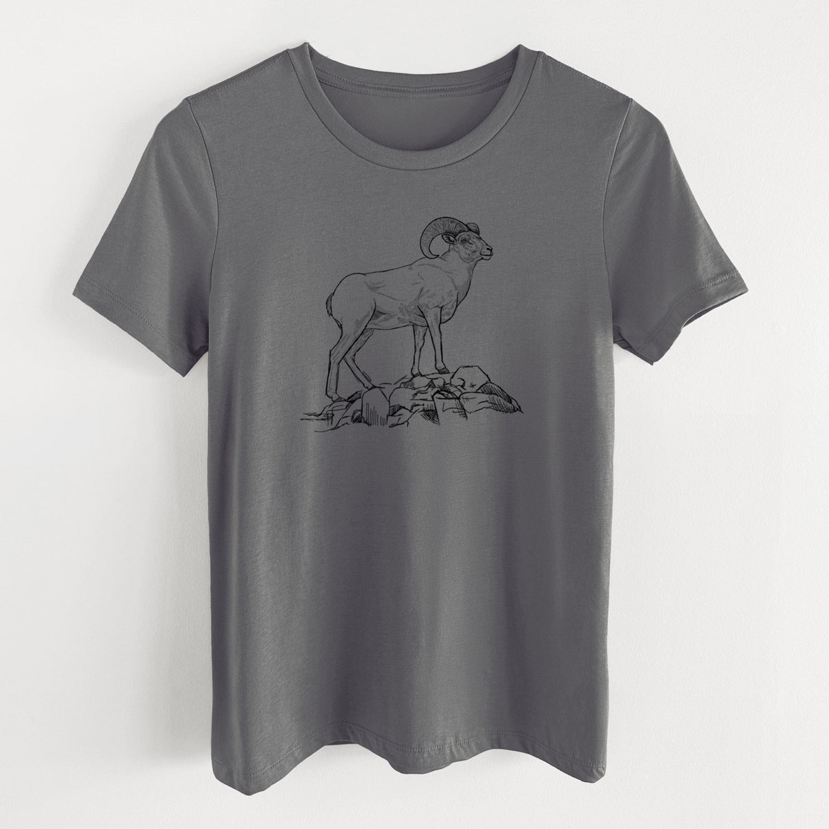 Bighorn Sheep Ram - Ovis canadensis - Women's Lightweight Relaxed Fit 100% Cotton Crewneck