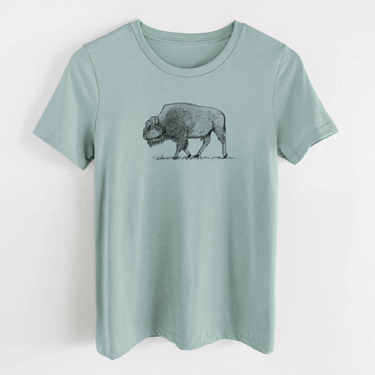American Bison / Buffalo - Bison bison - Women's Lightweight Relaxed Fit 100% Cotton Crewneck