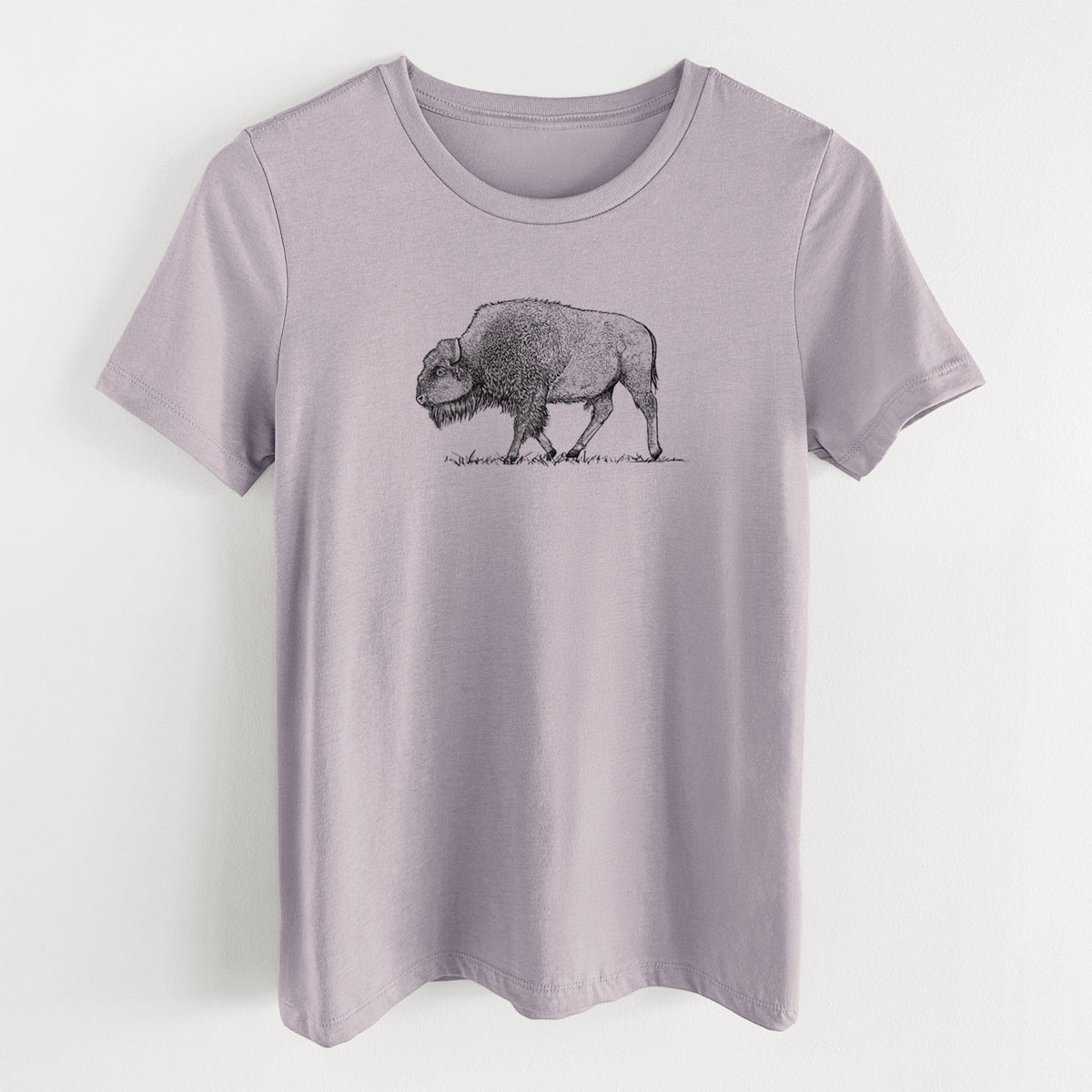 American Bison / Buffalo - Bison bison - Women's Lightweight Relaxed Fit 100% Cotton Crewneck