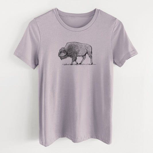 American Bison / Buffalo - Bison bison - Women's Lightweight Relaxed Fit 100% Cotton Crewneck