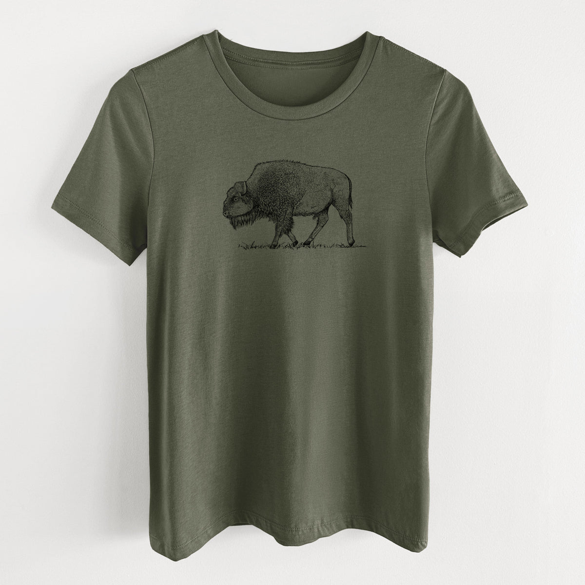 American Bison / Buffalo - Bison bison - Women's Lightweight Relaxed Fit 100% Cotton Crewneck