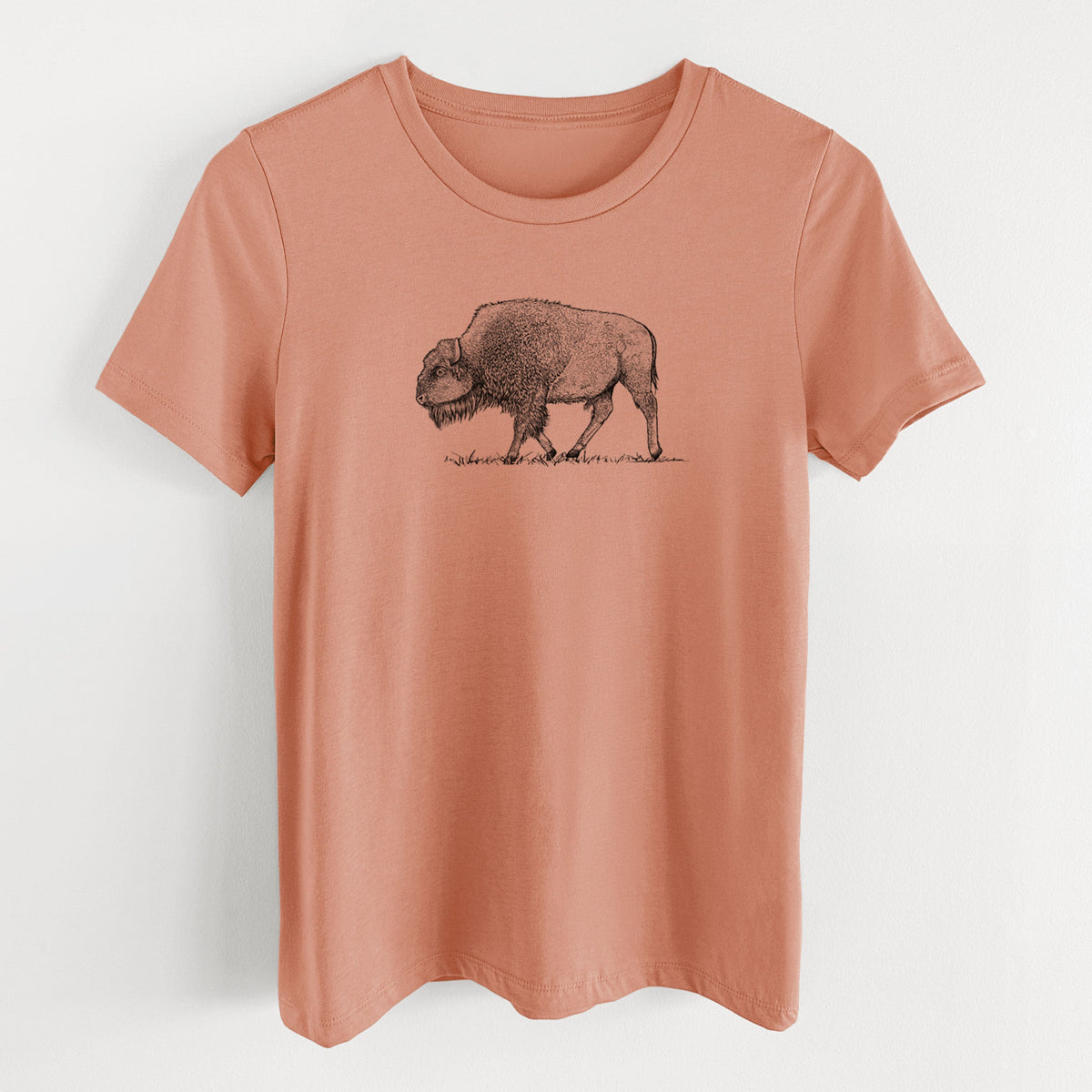American Bison / Buffalo - Bison bison - Women's Lightweight Relaxed Fit 100% Cotton Crewneck