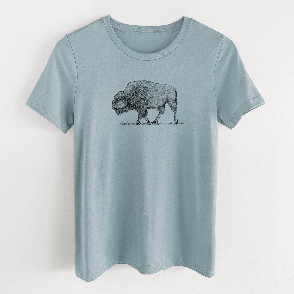 American Bison / Buffalo - Bison bison - Women's Lightweight Relaxed Fit 100% Cotton Crewneck