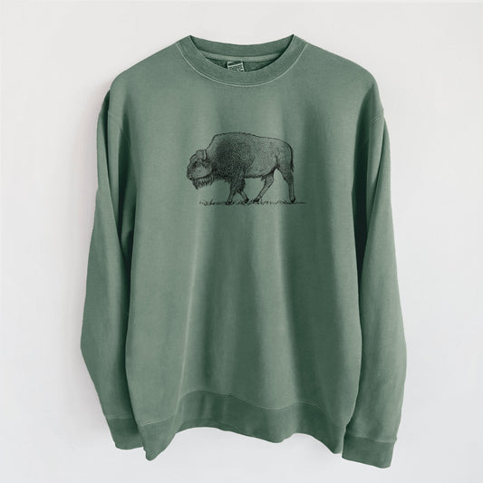 American Bison / Buffalo - Bison bison - Unisex Pigment Dyed Crew Sweatshirt