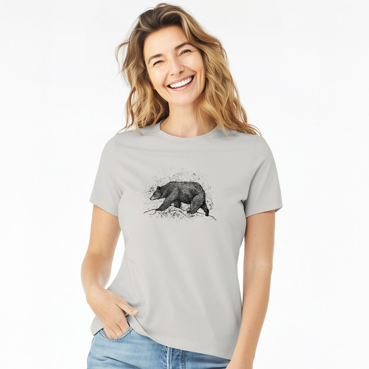 Black Bear - Women's Lightweight Relaxed Fit 100% Cotton Crewneck