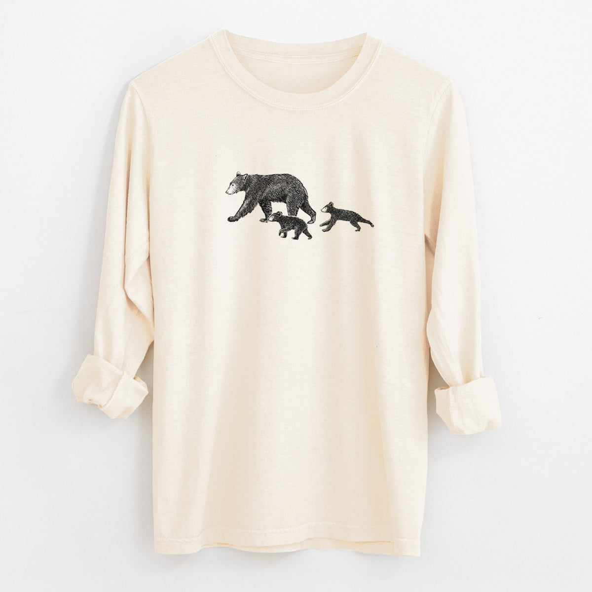 Mama Black Bear with Cubs - Unisex Comfort Colors 100% Cotton Long Sleeve