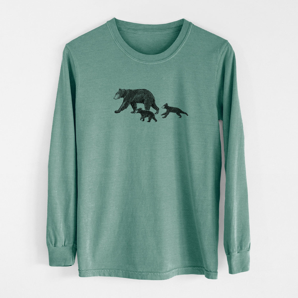 Mama Black Bear with Cubs - Unisex Comfort Colors 100% Cotton Long Sleeve