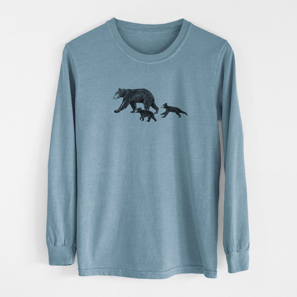 Mama Black Bear with Cubs - Unisex Comfort Colors 100% Cotton Long Sleeve