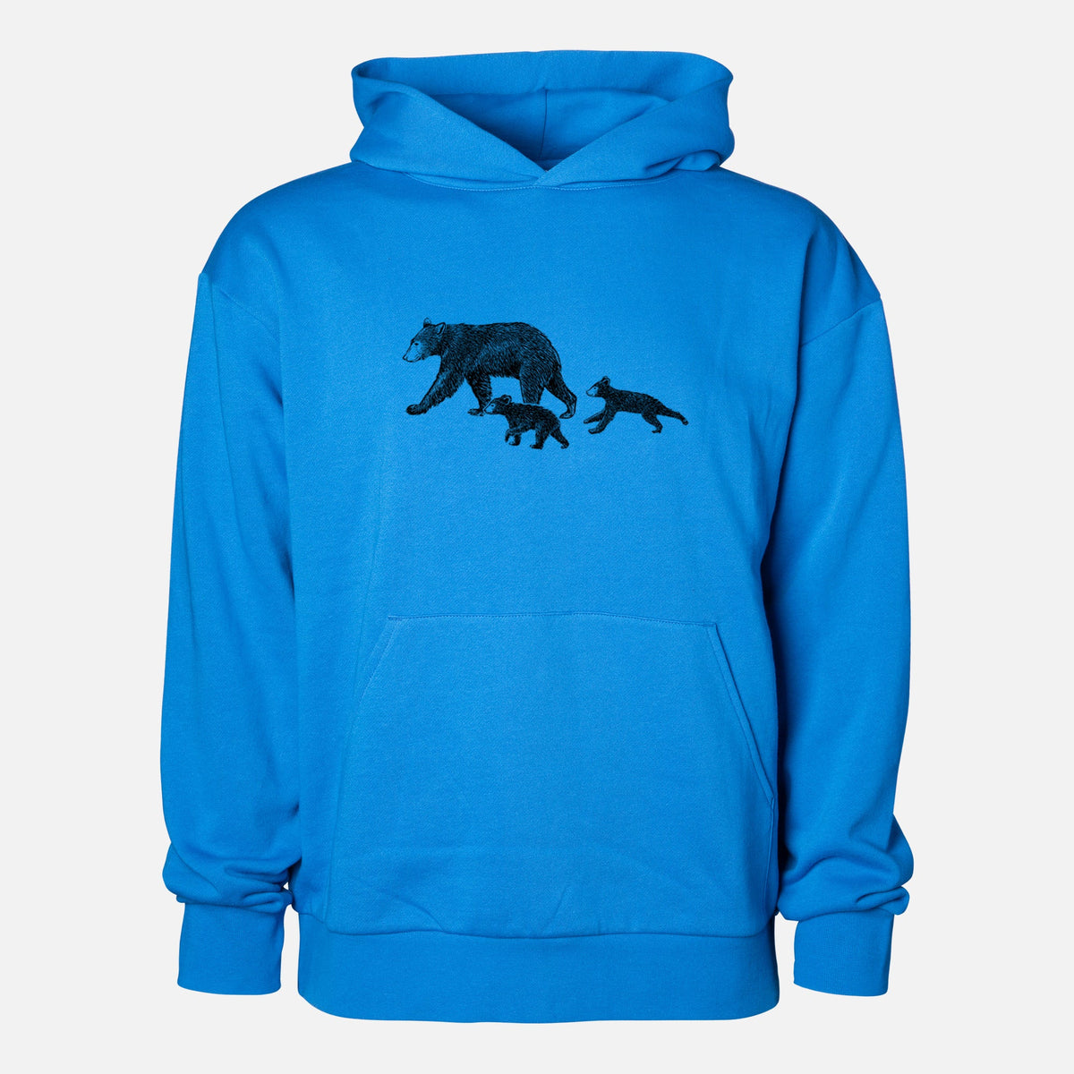Mama Black Bear with Cubs  - Statement Midweight Hoodie