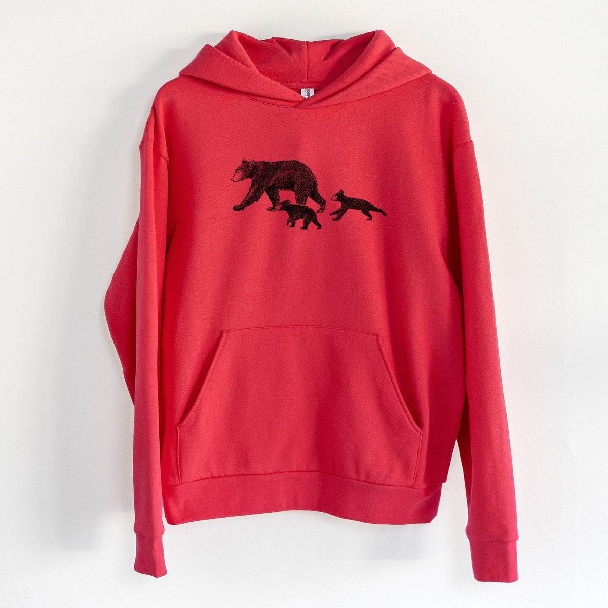 Mama Black Bear with Cubs  - Statement Midweight Hoodie