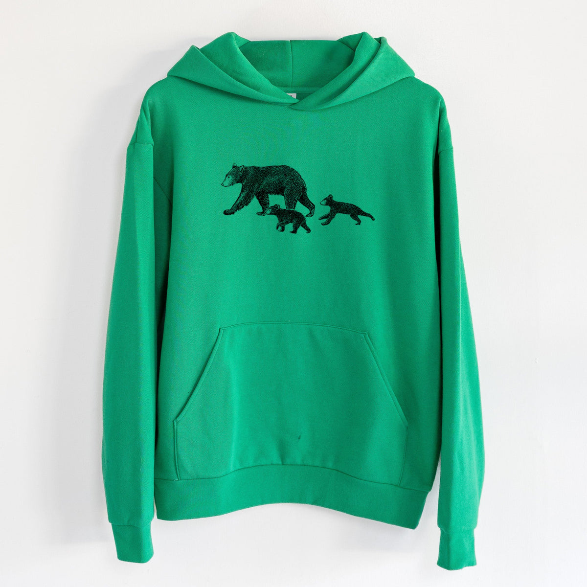Mama Black Bear with Cubs  - Statement Midweight Hoodie