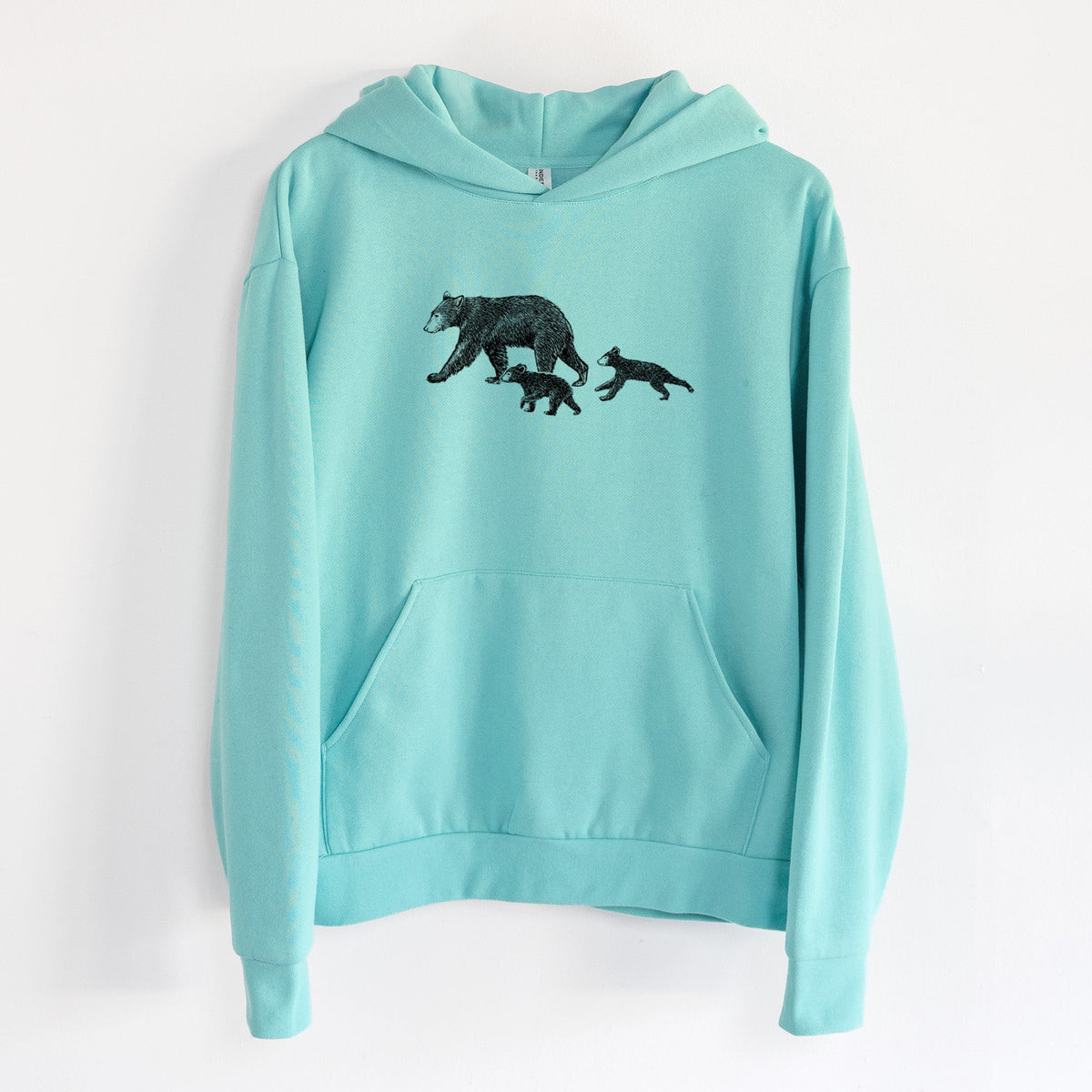 Mama Black Bear with Cubs  - Statement Midweight Hoodie