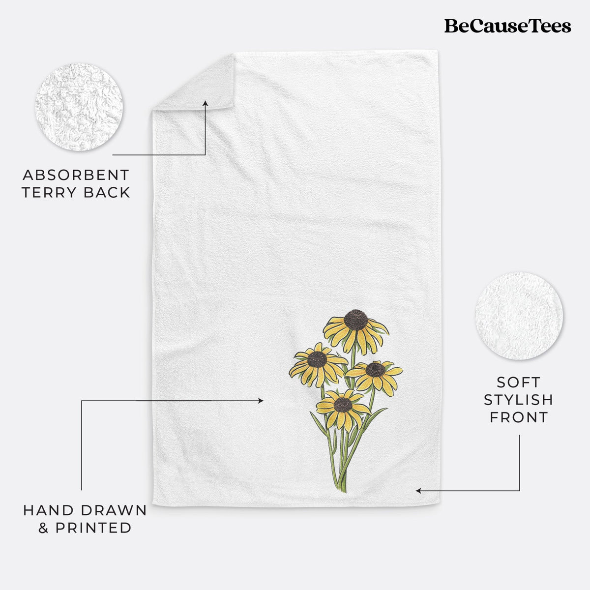 Black-eyed Susans - Rudbeckia hirta Premium Decorative Hand Towel