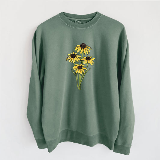 Black-eyed Susans - Rudbeckia hirta - Unisex Pigment Dyed Crew Sweatshirt