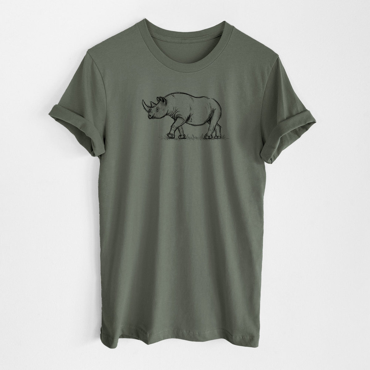Black Rhinoceros - Diceros bicornis - Lightweight 100% Cotton Unisex Crewneck