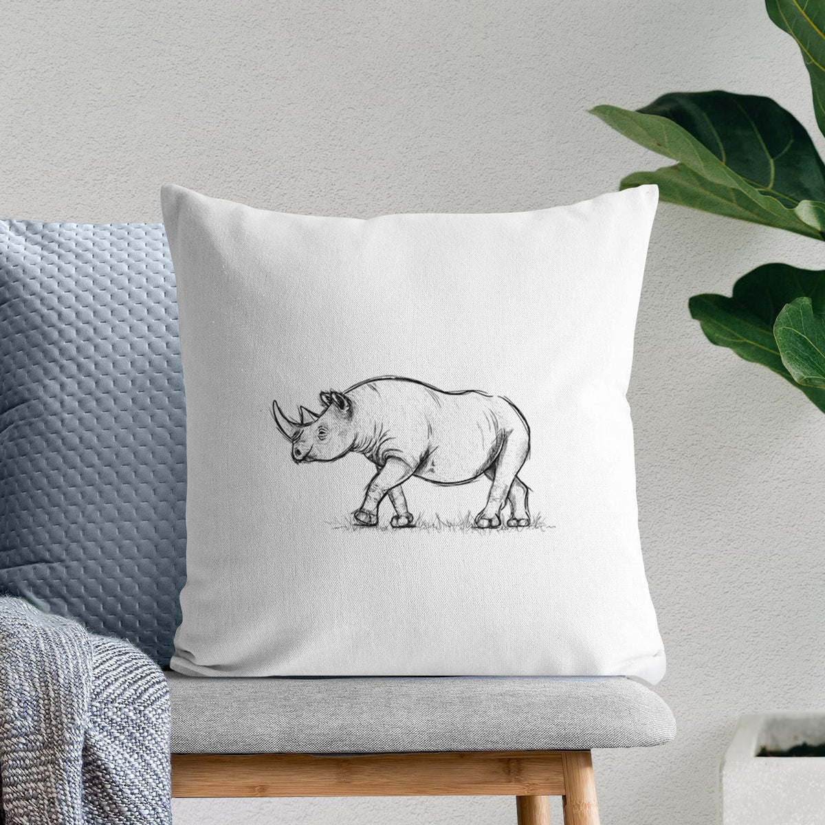 Black Rhinoceros - Diceros bicornis - Throw Pillow Cover