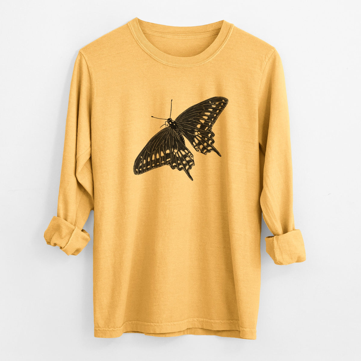 Black Swallowtail Butterfly - Papilio polyxenes - Unisex Comfort Colors 100% Cotton Long Sleeve