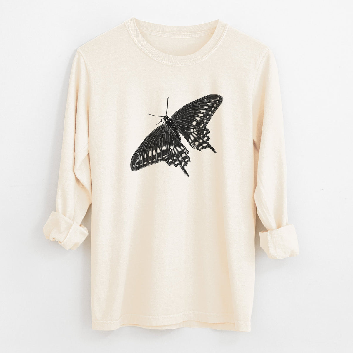 Black Swallowtail Butterfly - Papilio polyxenes - Unisex Comfort Colors 100% Cotton Long Sleeve