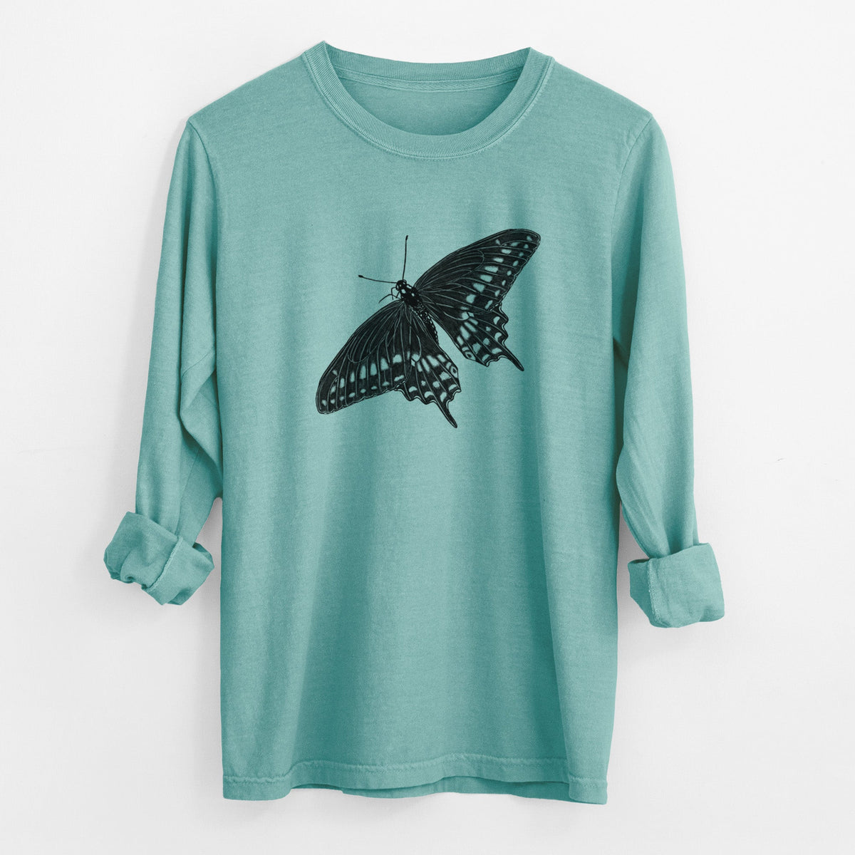 Black Swallowtail Butterfly - Papilio polyxenes - Unisex Comfort Colors 100% Cotton Long Sleeve