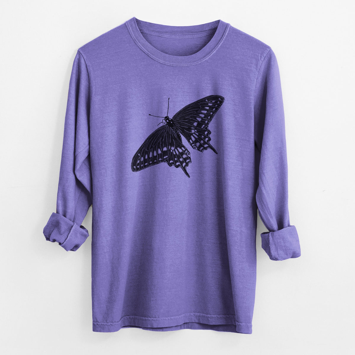 Black Swallowtail Butterfly - Papilio polyxenes - Unisex Comfort Colors 100% Cotton Long Sleeve