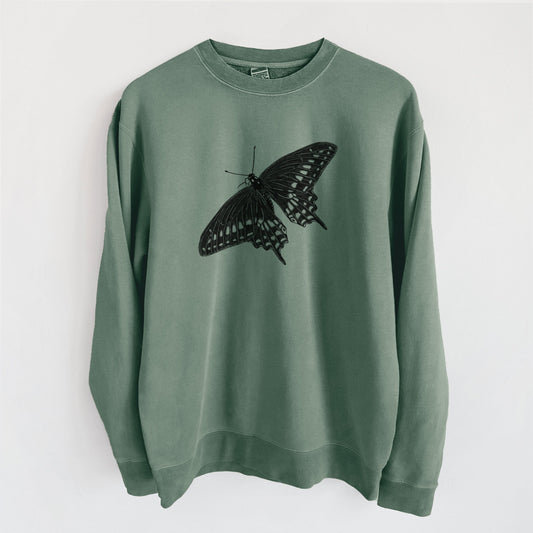 Black Swallowtail Butterfly - Papilio polyxenes - Unisex Pigment Dyed Crew Sweatshirt