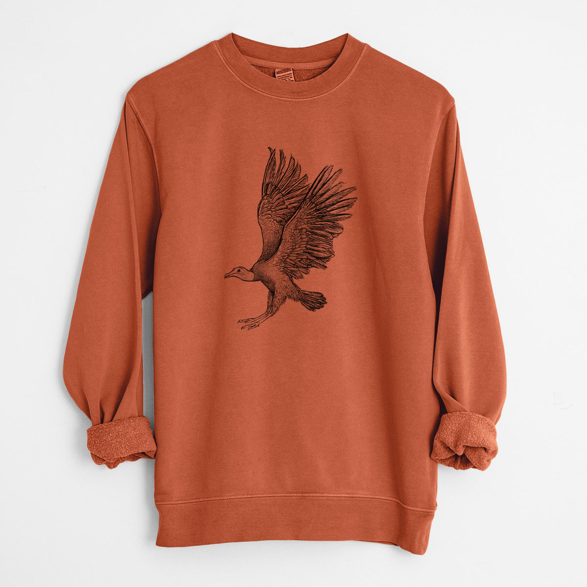 Black Vulture - Coragyps atratus - Unisex Pigment Dyed Crew Sweatshirt