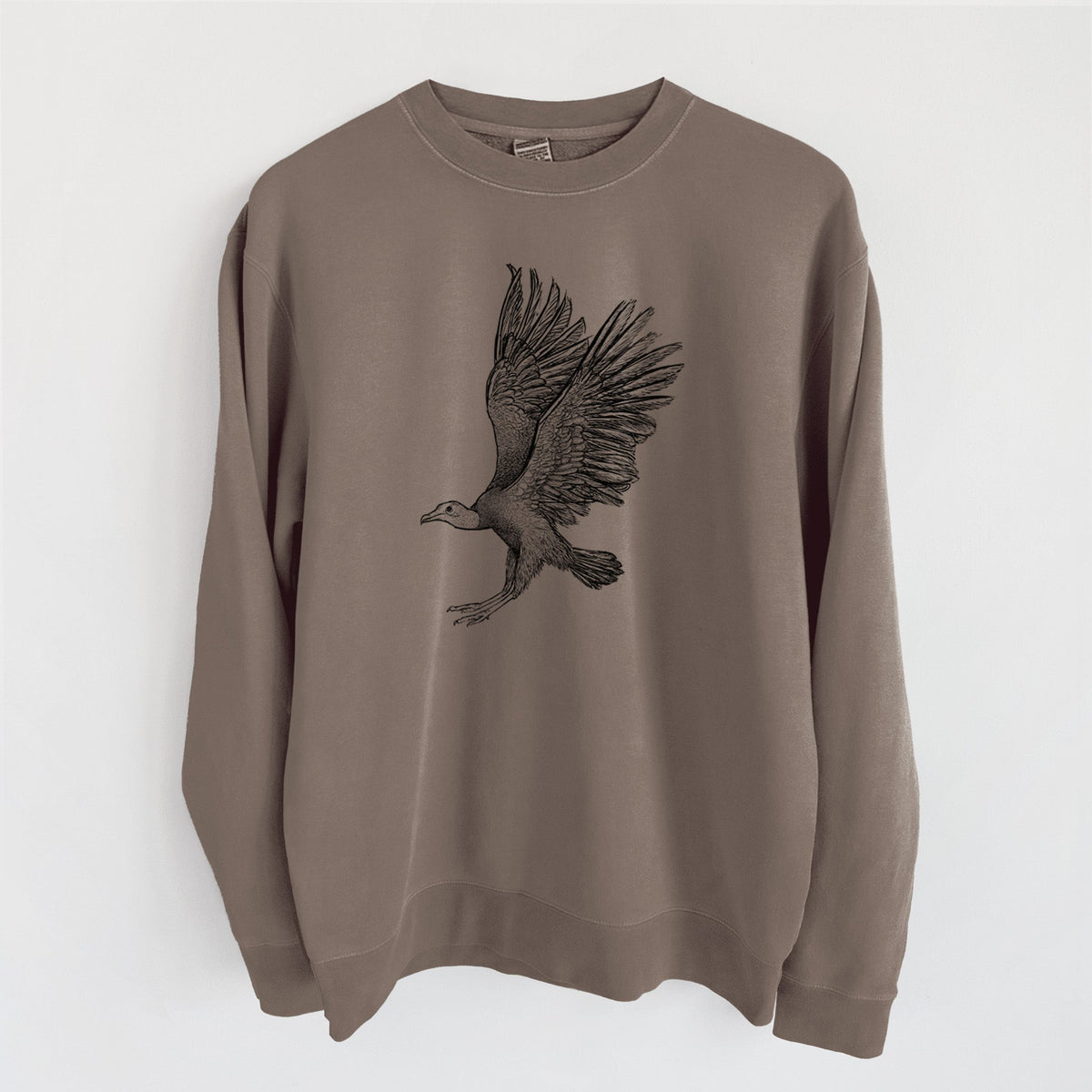 Black Vulture - Coragyps atratus - Unisex Pigment Dyed Crew Sweatshirt