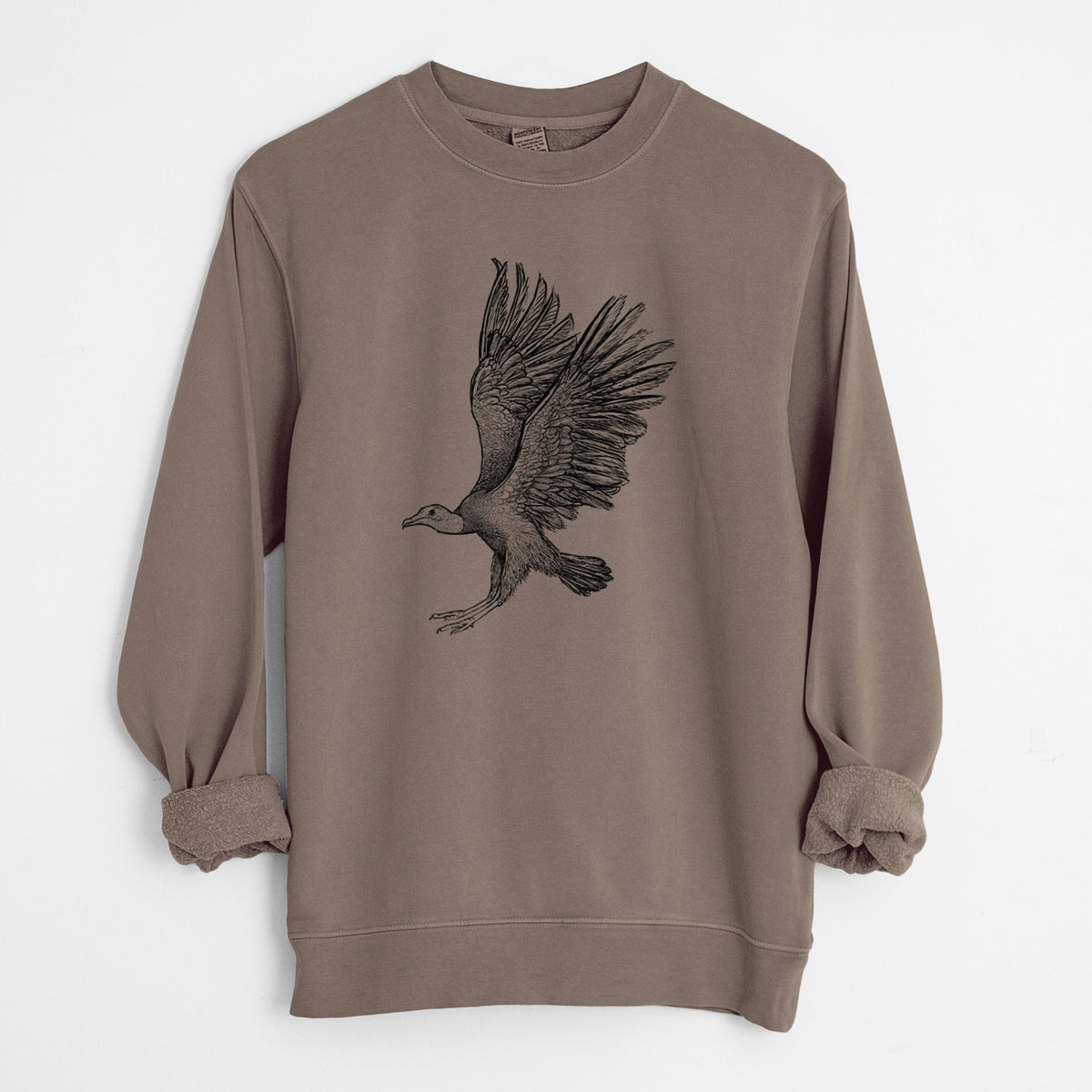 Black Vulture - Coragyps atratus - Unisex Pigment Dyed Crew Sweatshirt