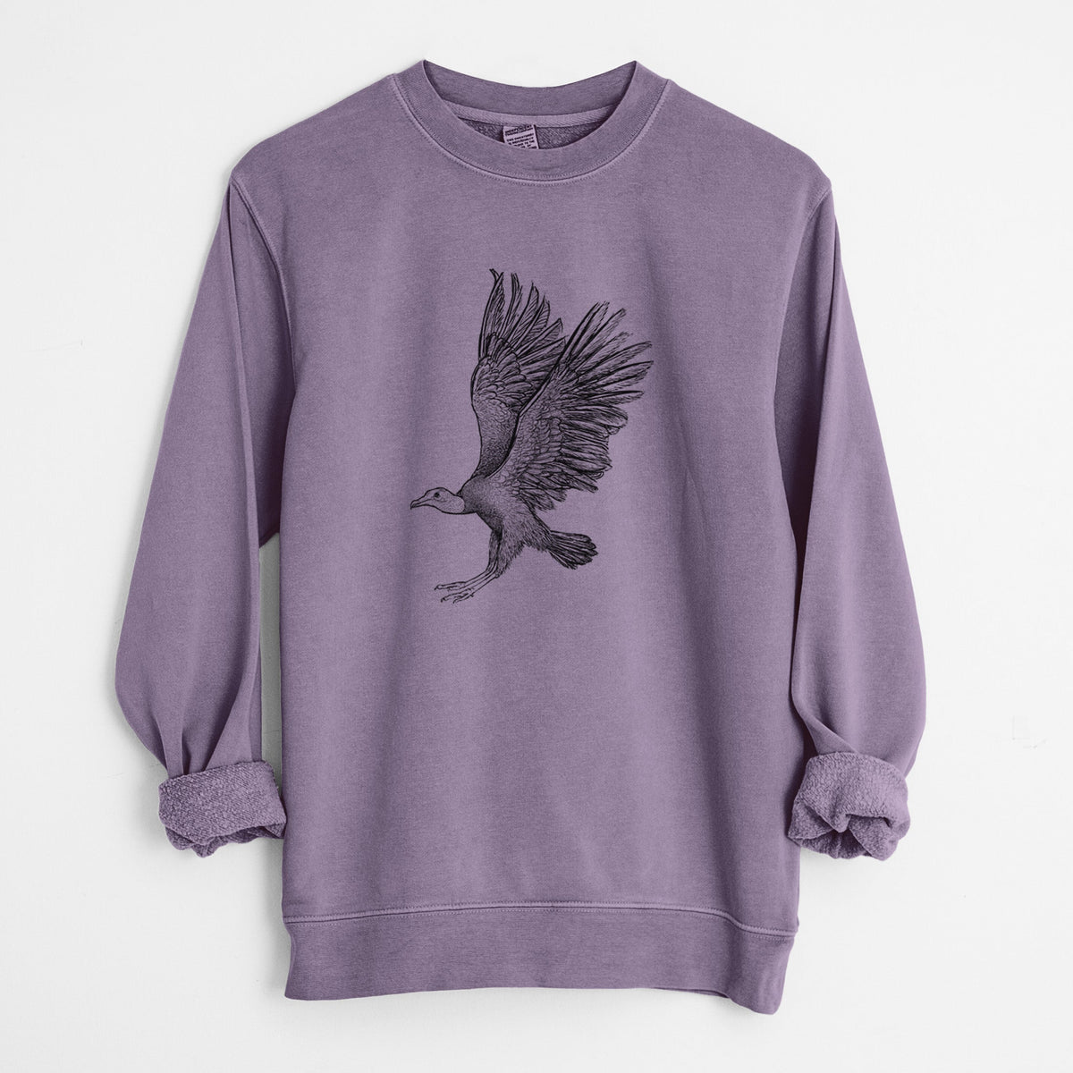 Black Vulture - Coragyps atratus - Unisex Pigment Dyed Crew Sweatshirt
