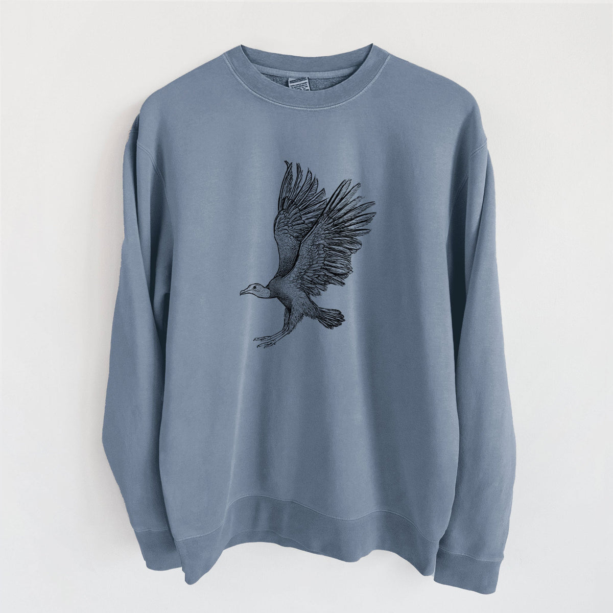 Black Vulture - Coragyps atratus - Unisex Pigment Dyed Crew Sweatshirt