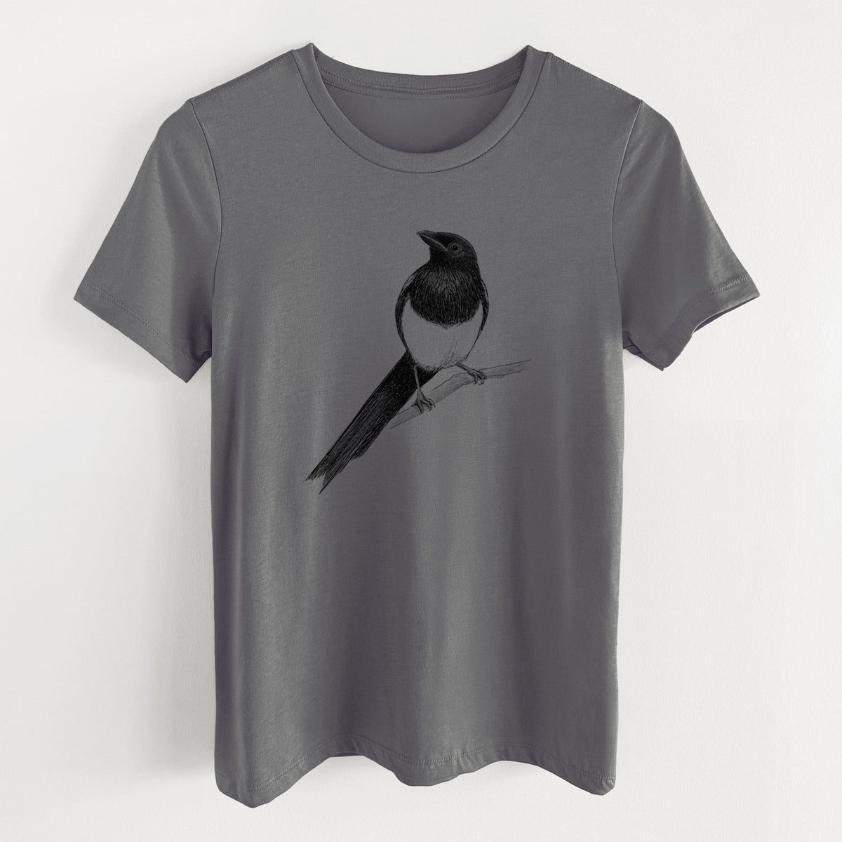 Black-billed Magpie - Pica hudsonia - Women's Lightweight Relaxed Fit 100% Cotton Crewneck