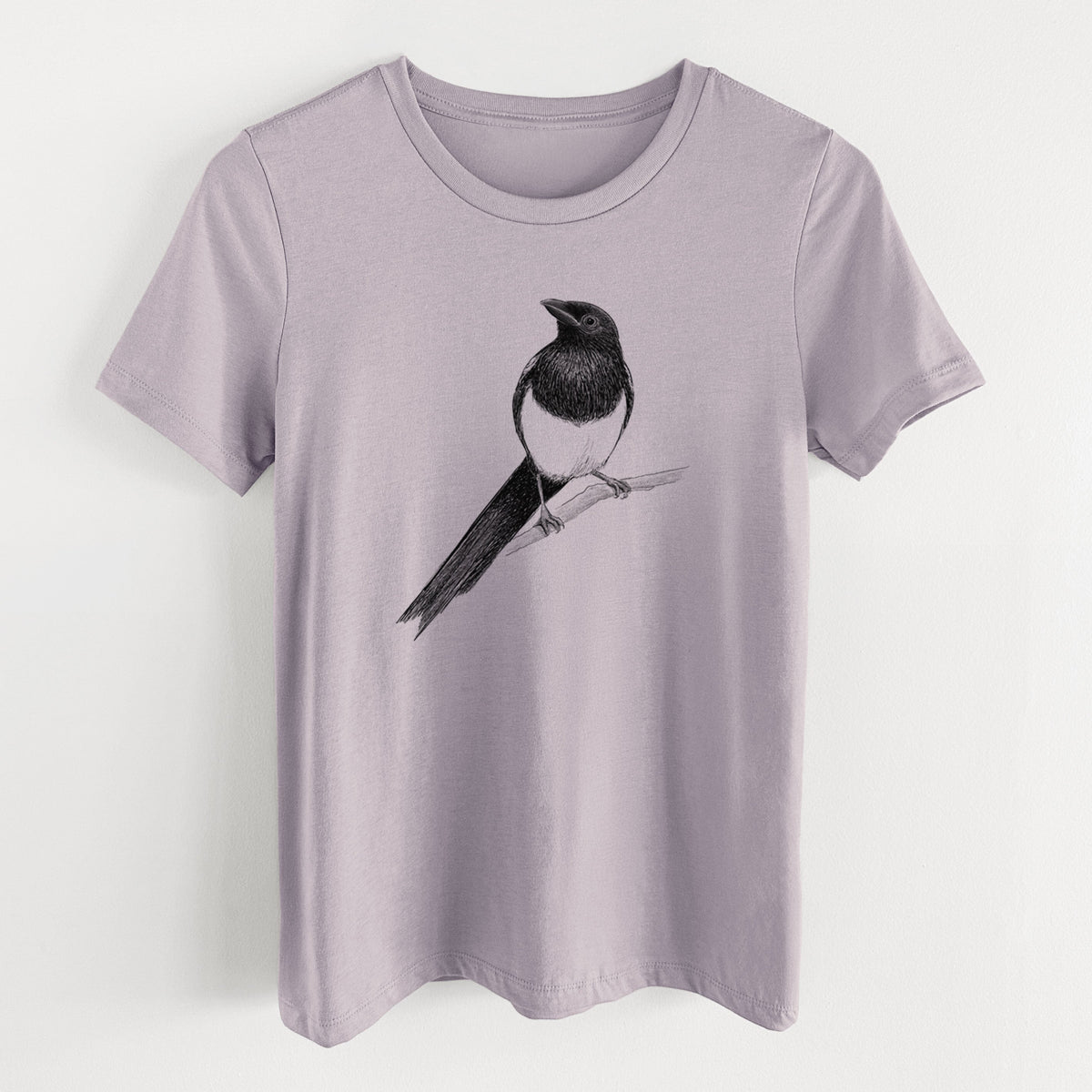 Black-billed Magpie - Pica hudsonia - Women's Lightweight Relaxed Fit 100% Cotton Crewneck