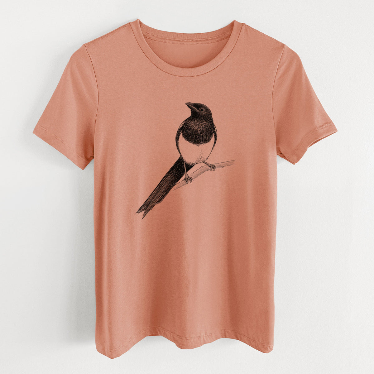 Black-billed Magpie - Pica hudsonia - Women's Lightweight Relaxed Fit 100% Cotton Crewneck