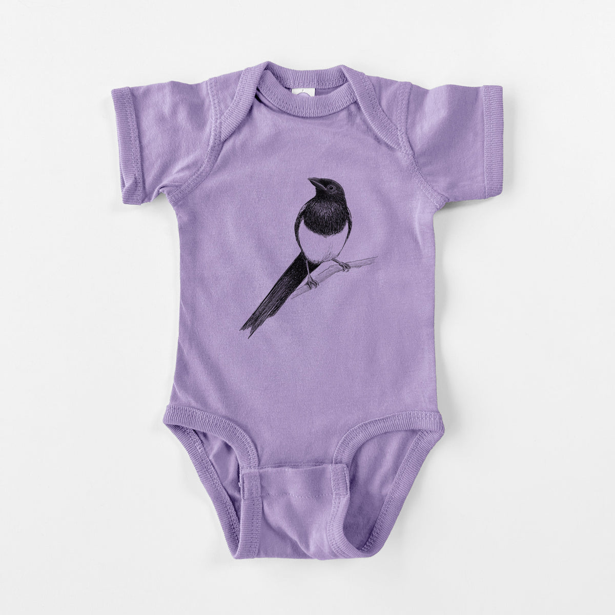 Black-billed Magpie - Pica hudsonia - Baby Fine Jersey Bodysuit