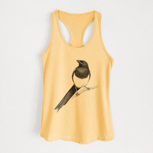 Black-billed Magpie - Pica hudsonia - Women's Racerback Tanktop