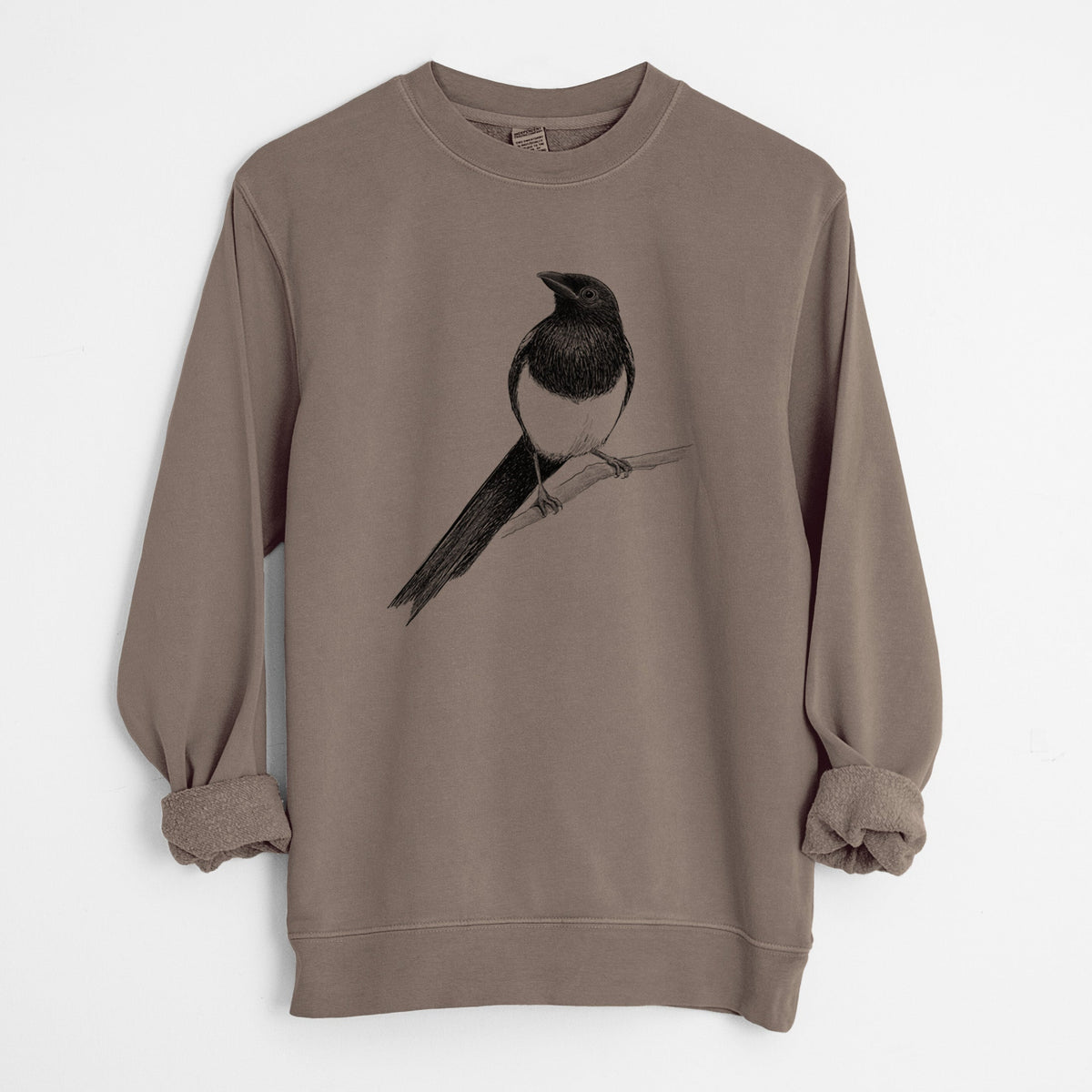 Black-billed Magpie - Pica hudsonia - Unisex Pigment Dyed Crew Sweatshirt