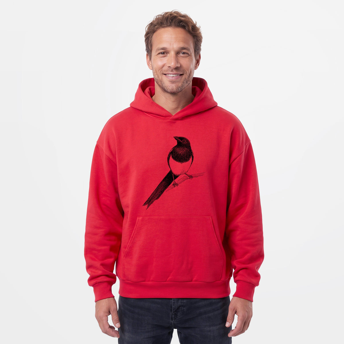 Black-billed Magpie - Pica hudsonia  - Statement Midweight Hoodie