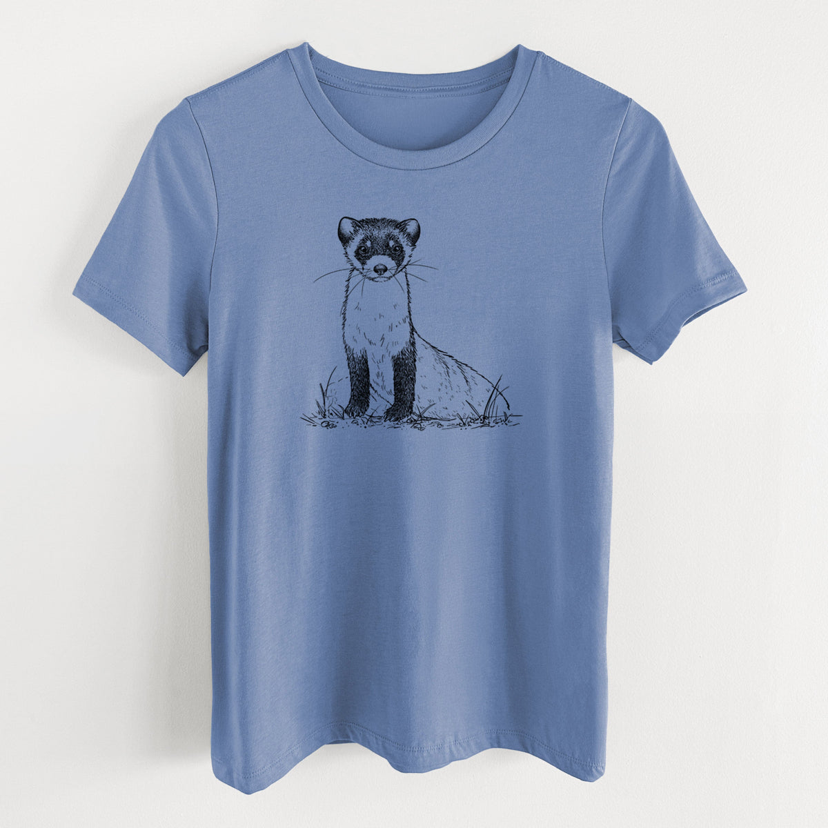 Black-footed Ferret - Mustela nigripes - Women's Lightweight Relaxed Fit 100% Cotton Crewneck