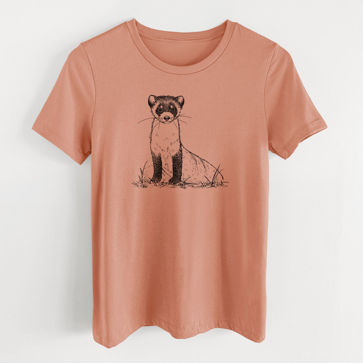 Black-footed Ferret - Mustela nigripes - Women's Lightweight Relaxed Fit 100% Cotton Crewneck